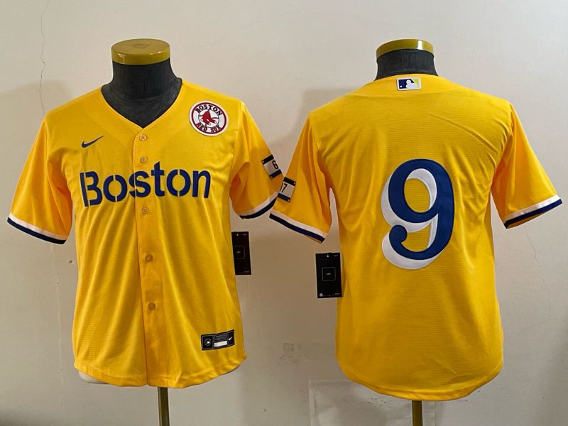 Youth 2025 Boston Red Sox #9 No Name Yellow Nike MLB Jersey 07